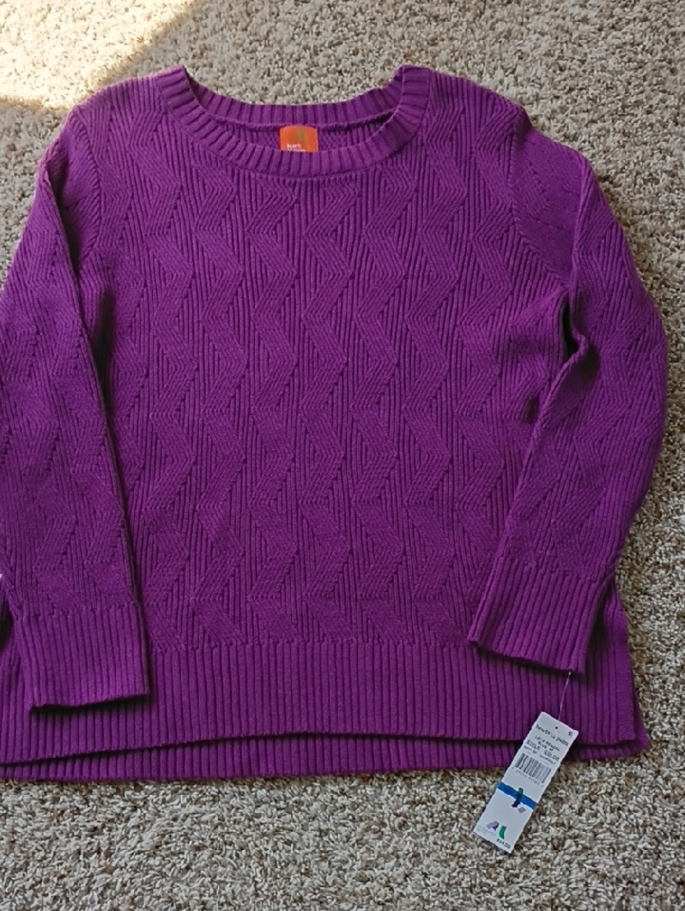 hearts of palm Purple Textured Crewneck Sweater
